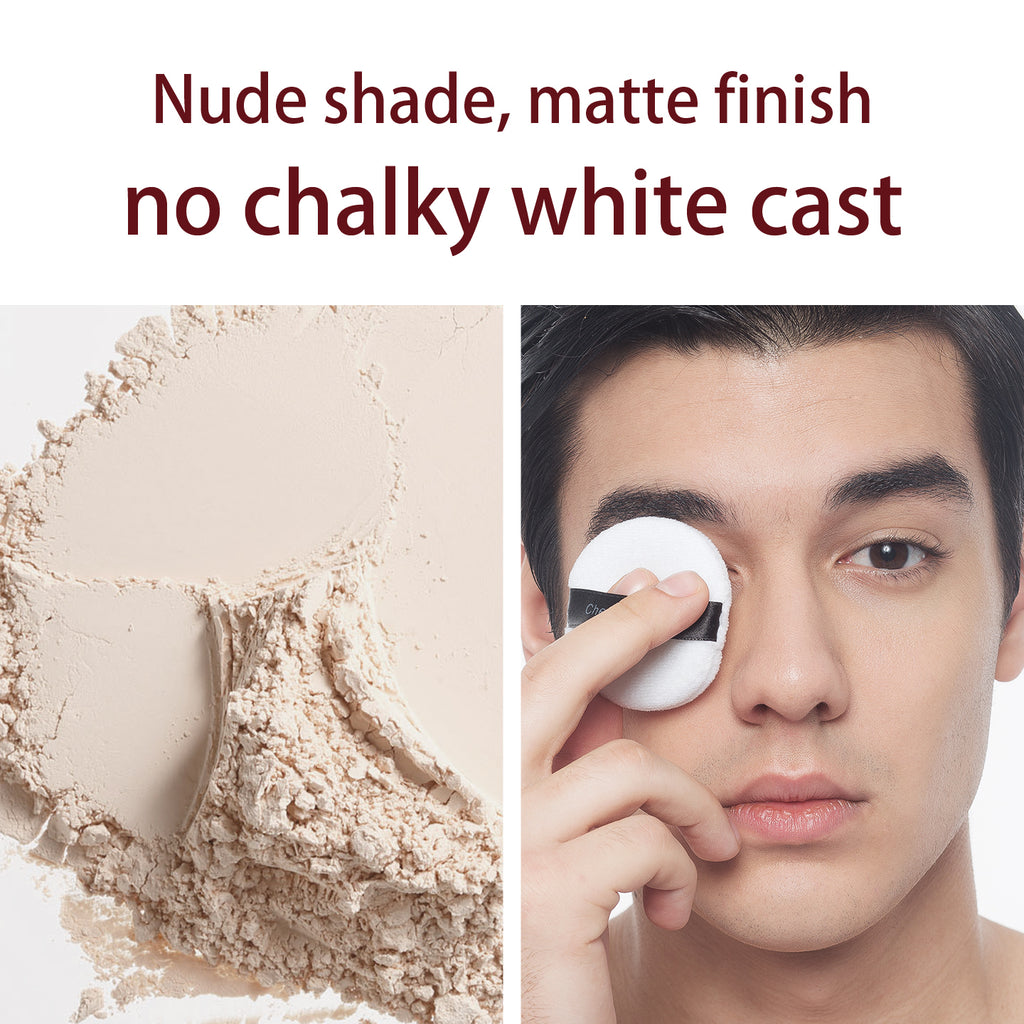 ChettiRouge Men’s Loose Setting Powder, Shine Blotting Pore Minimizer, Natural Invisible Makeup Fix Powder for Male Skin