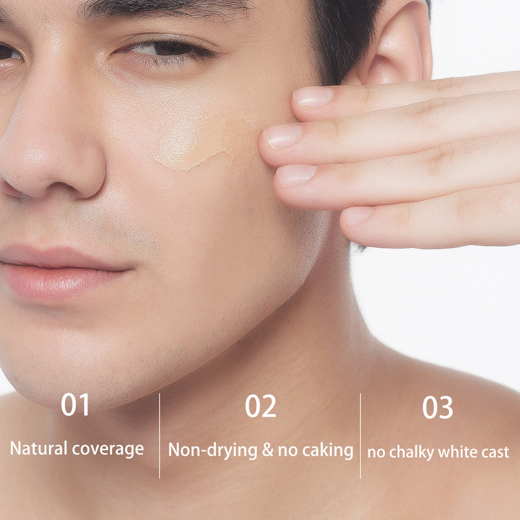 ChettiRouge Men’s BB Cream Natural Tone Up Concealer,Liquid foundation. Non-ashy White, One-Swipe Handsome Bare Skin Makeup, 50g